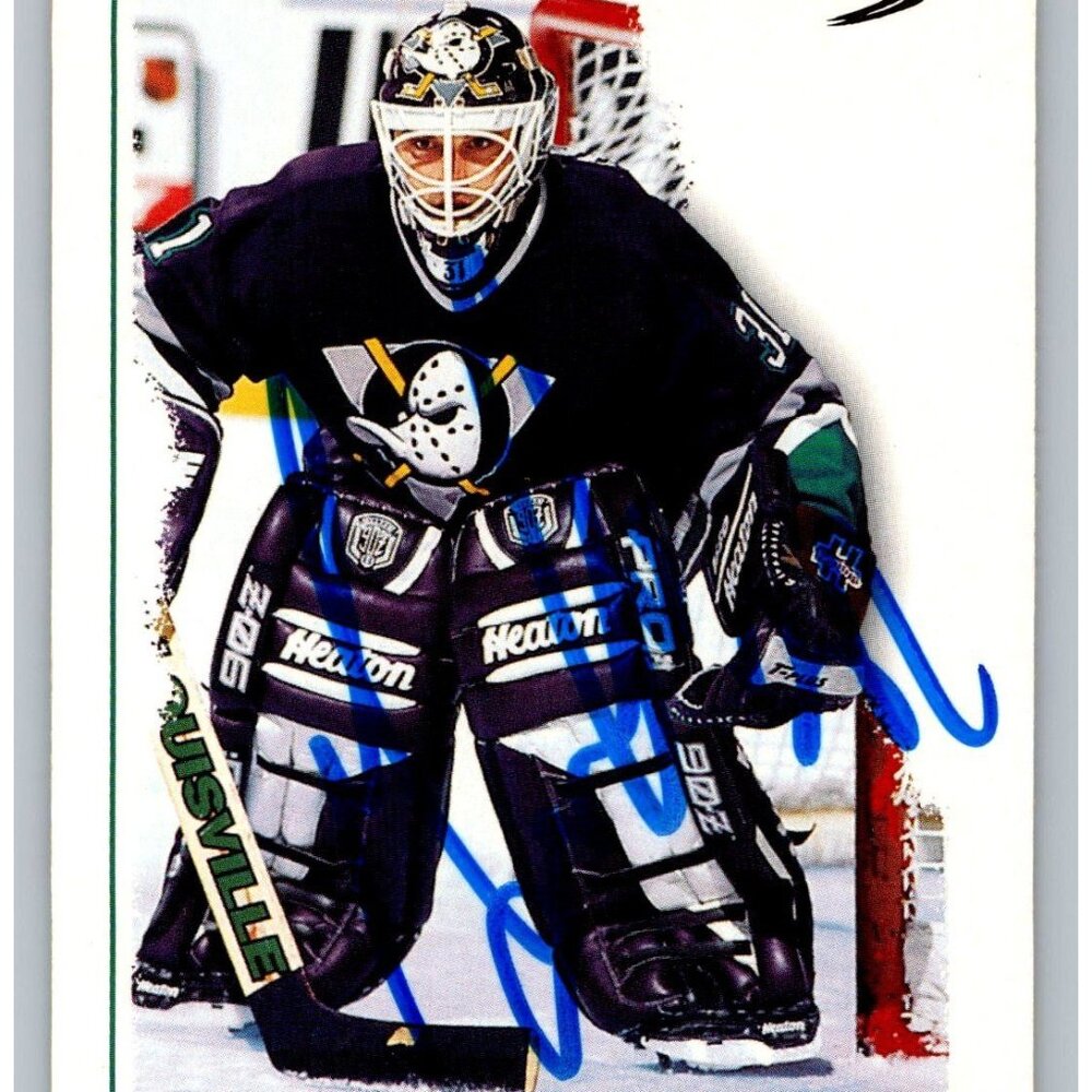 Guy Hebert Signed Anaheim Mighty Ducks 1995-96 Score Hockey Card #94